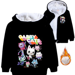 Gabbys Dollhouse Cat Sherpa Lined Hoodie Fleece Sweatshirt Full Zip Hooded Jacket for Kids