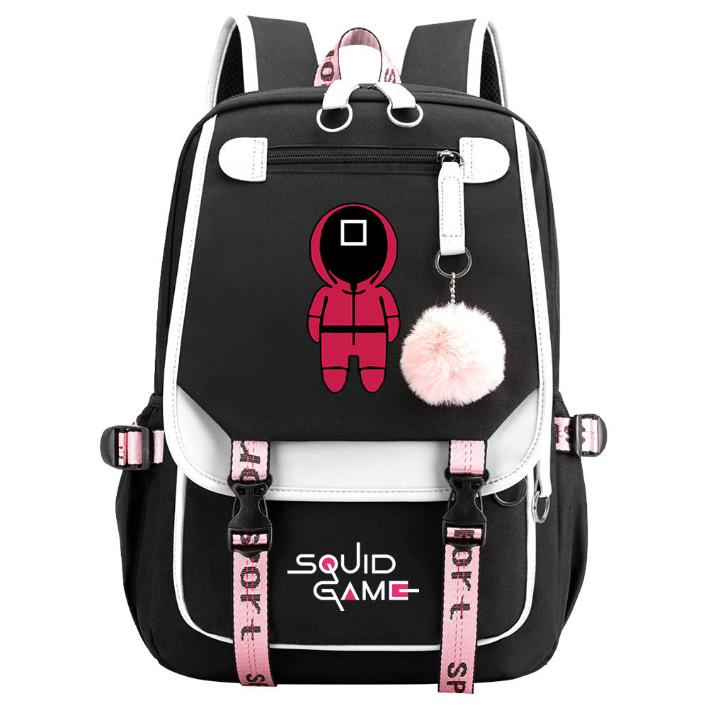 Squid Game Waterproof Backpack School Notebook Travel Bags USB Charging
