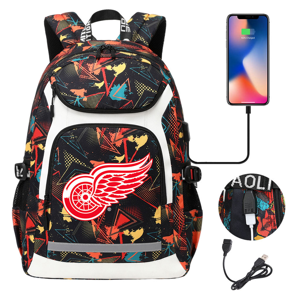 Seattle Kraken Boston Bruins Ottawa Senators Detroit Red Wings Buffalo Sabres USB Charging Backpack School Notebook Travel Bags