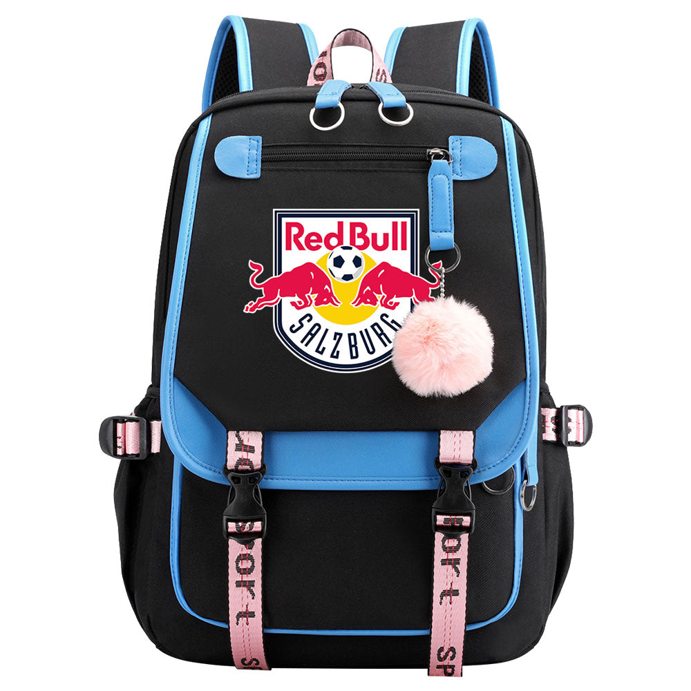 Salzburg Football Club Waterproof Backpack School Notebook Travel Bags USB Charging