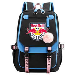 Salzburg Football Club Waterproof Backpack School Notebook Travel Bags USB Charging