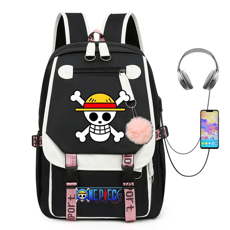 One Piece Waterproof Backpack School Notebook Travel Bags USB Charging