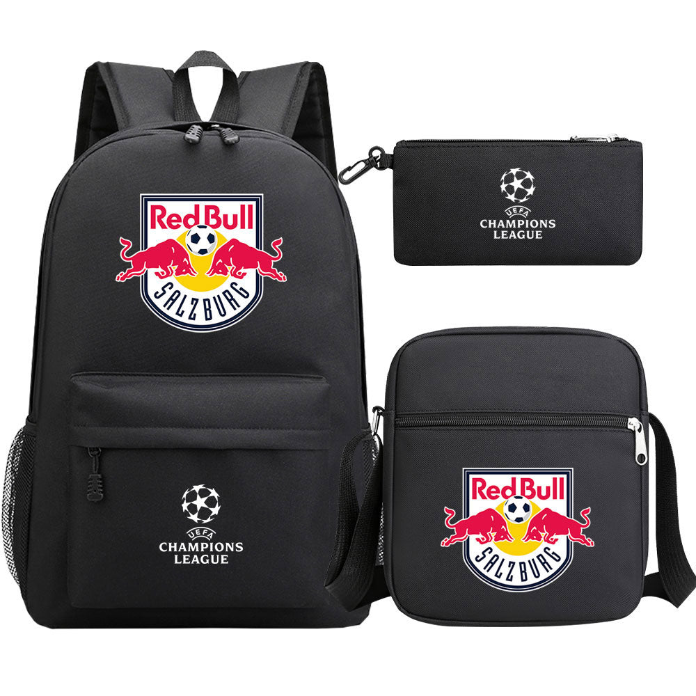 Salzburg Football Club Schoolbag Backpack Shoulder Bag Pencil Bag 3pcs set for Kids Students