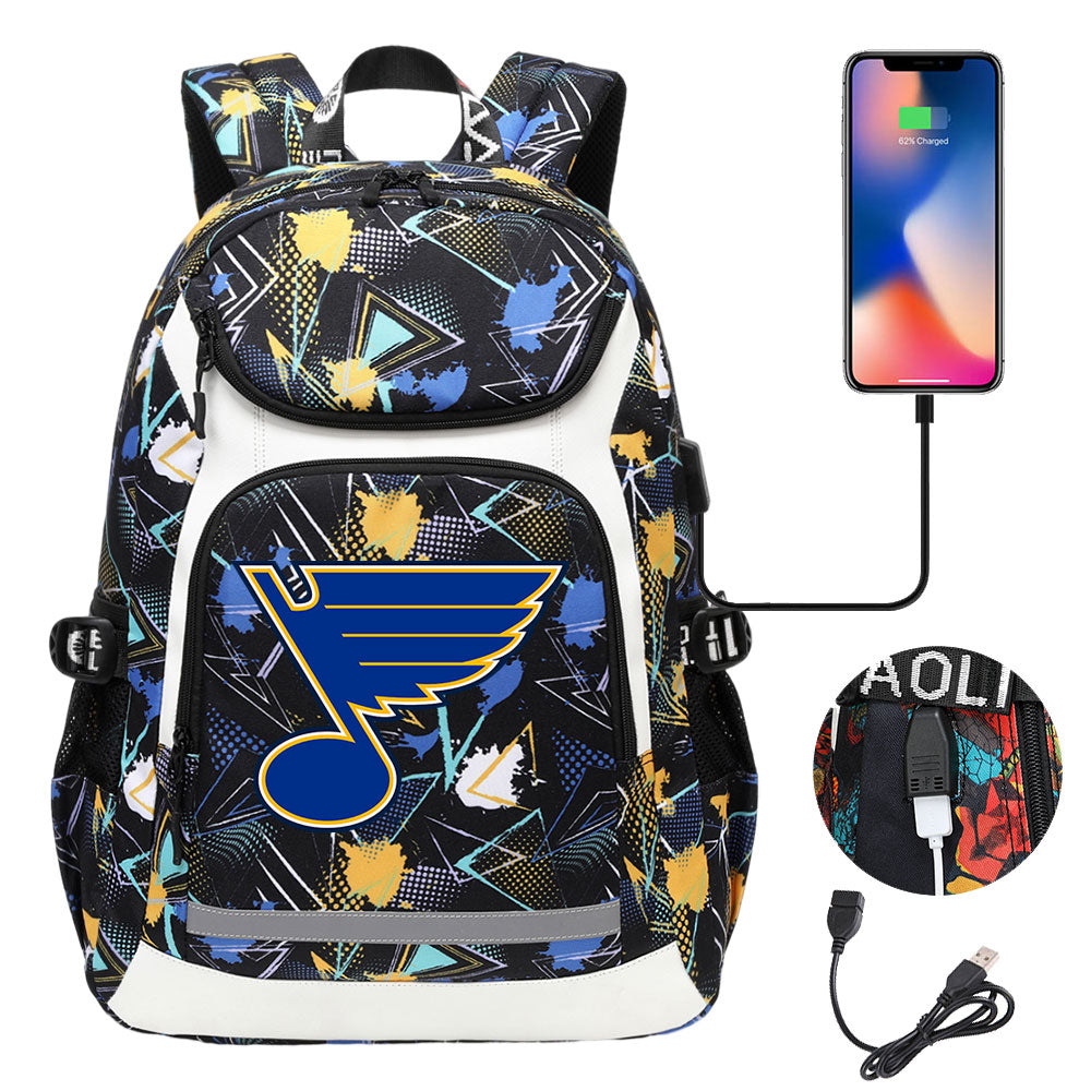 San Jose Sharks Nashville Predators Calgary Flames St. Louis Blues Minnesota wild USB Charging Backpack School Notebook Travel Bags