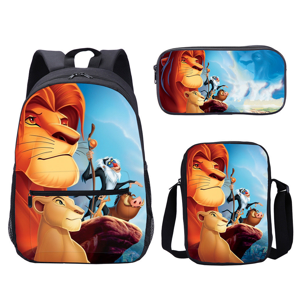 The Lion King Backpack Schoolbag Lunch Bag Pencil Bag for Kids Students 3PCS