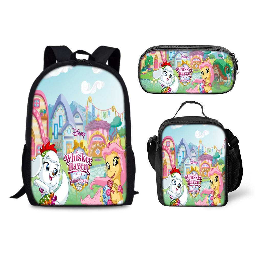 Whisker Haven Tales with the Palace Pets  Backpack Schoolbag Lunch Bag Pencil Bag for Kids Students 3PCS