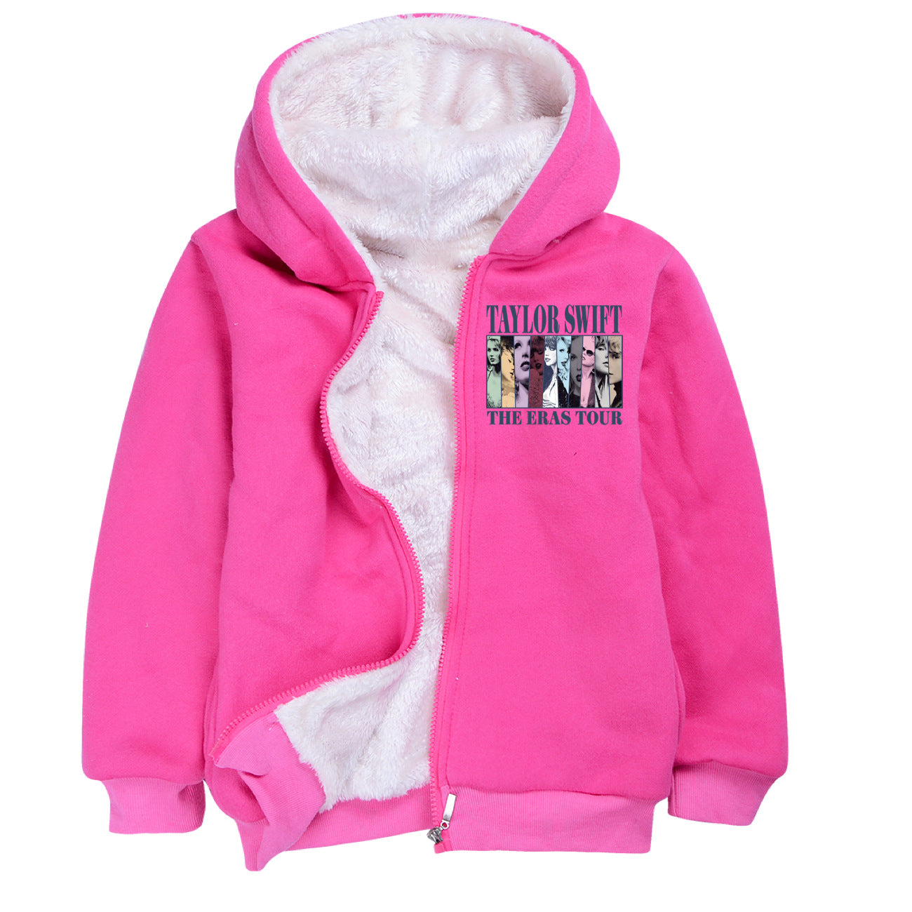 Taylor Swift Sherpa Lined Hoodie Fleece Sweatshirt Full Zip Hooded Jacket for Kids