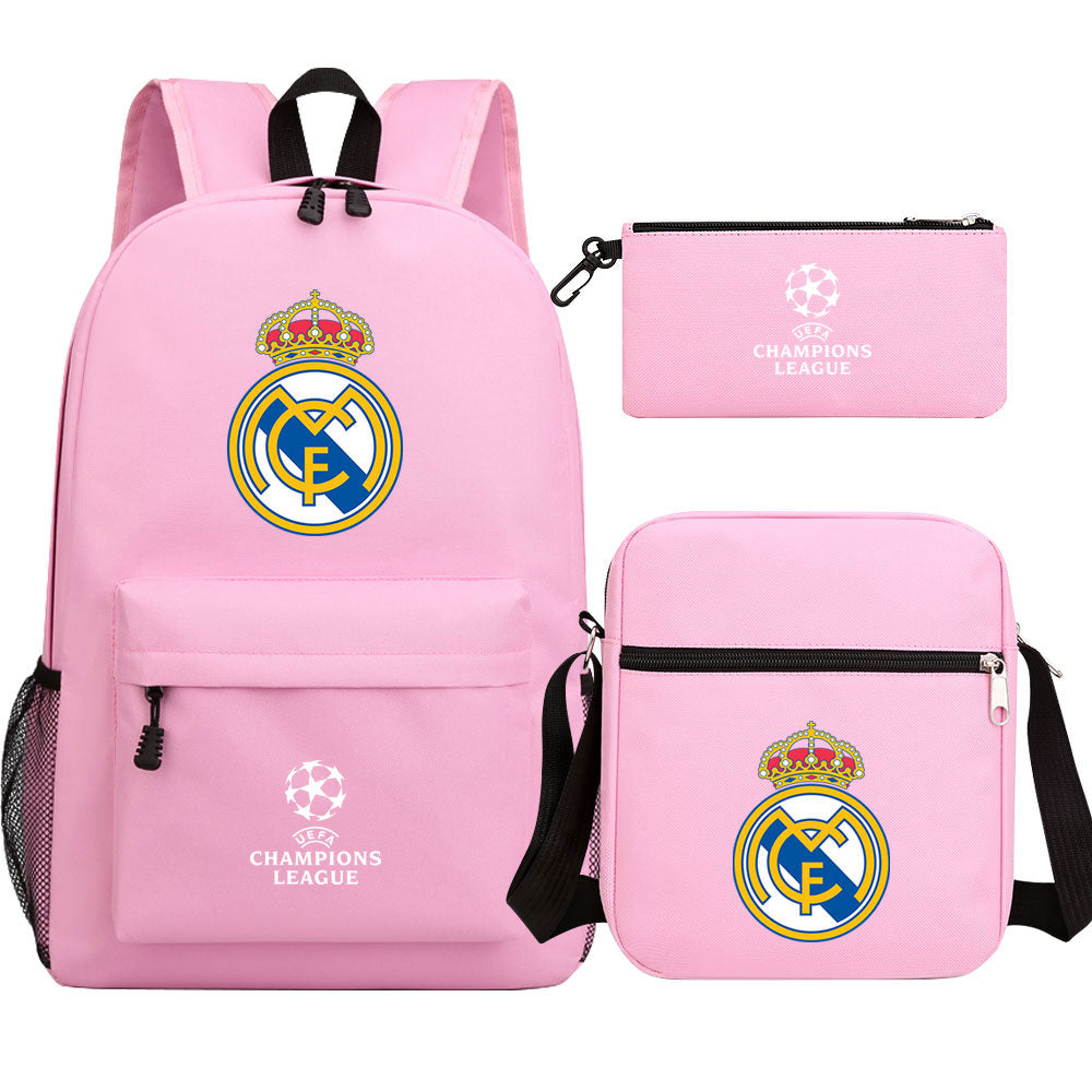 Real Madrid Football Club Schoolbag Backpack Shoulder Bag Pencil Bag 3pcs set for Kids Students