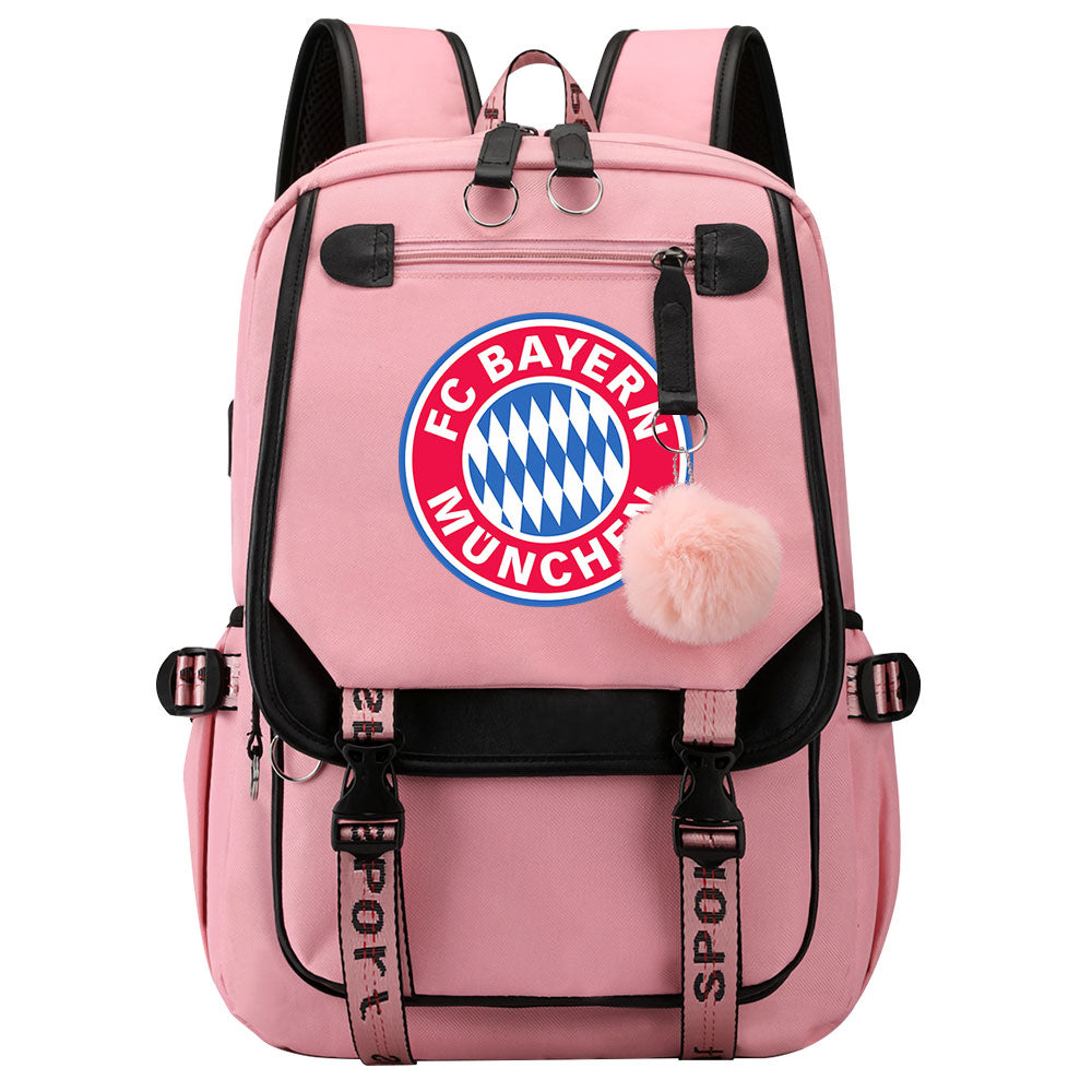 Bayern Munich Football Club Waterproof Backpack School Notebook Travel Bags USB Charging