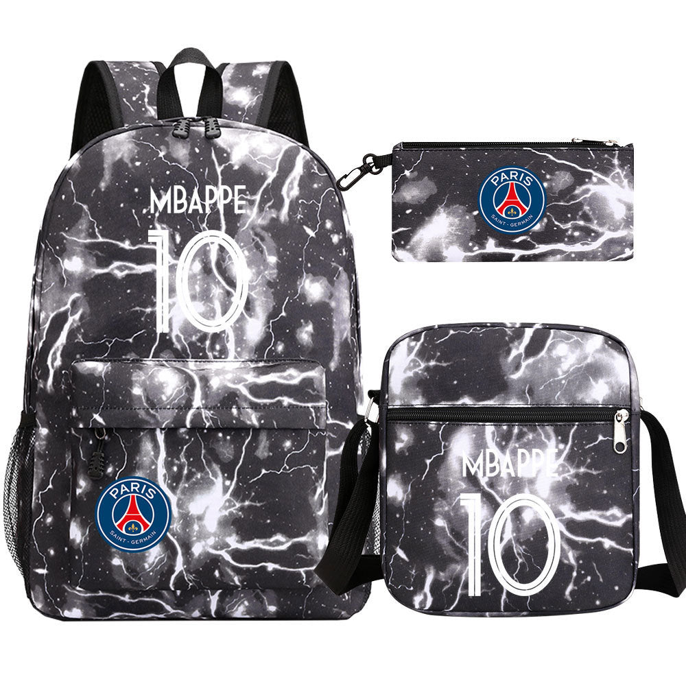 Football Paris Mbappe Schoolbag Backpack Shoulder Bag Pencil Bag Set Gift for Kids Students