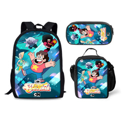 Steven Universe Backpack Schoolbag Lunch Bag Pencil Bag for Kids Students 3PCS