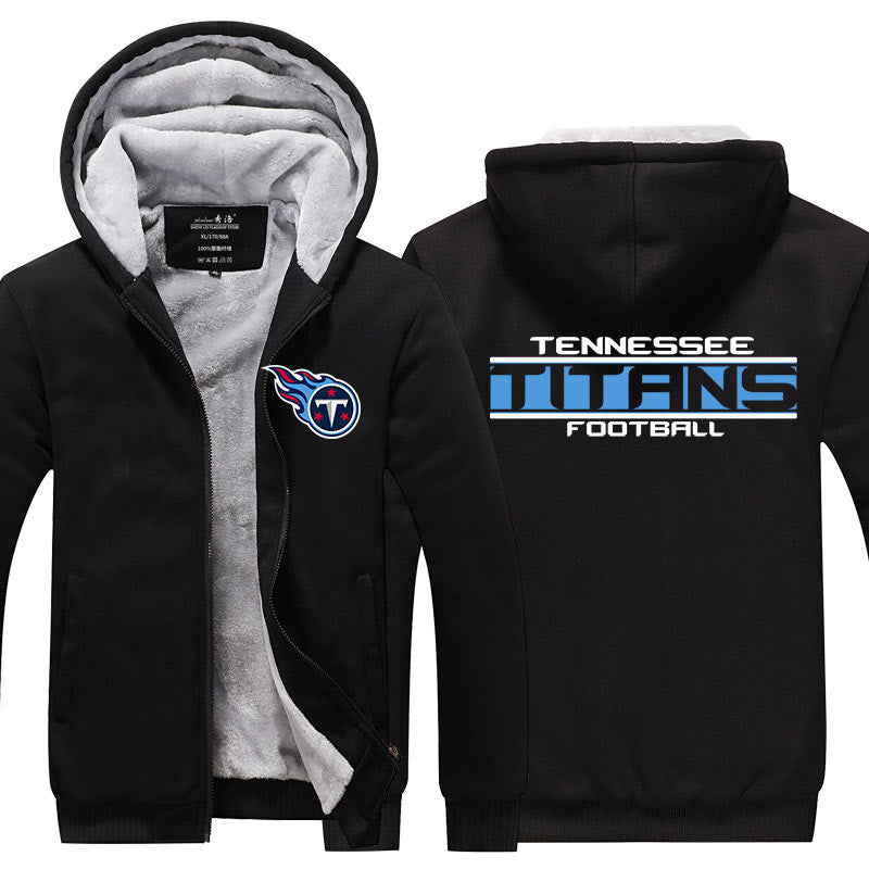 Tennessee Football Team Titans Unisex Lined Hoodie Fleece Sweatshirt Full Zipper Hooded Thicken Jacket