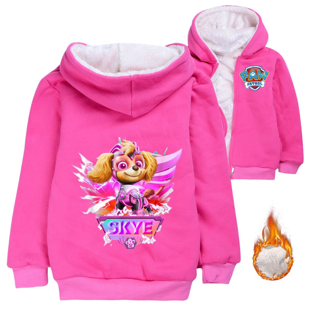 Paw Patrol Skye Sherpa Lined Hoodie Fleece Sweatshirt Full Zip Hooded Jacket for Kids