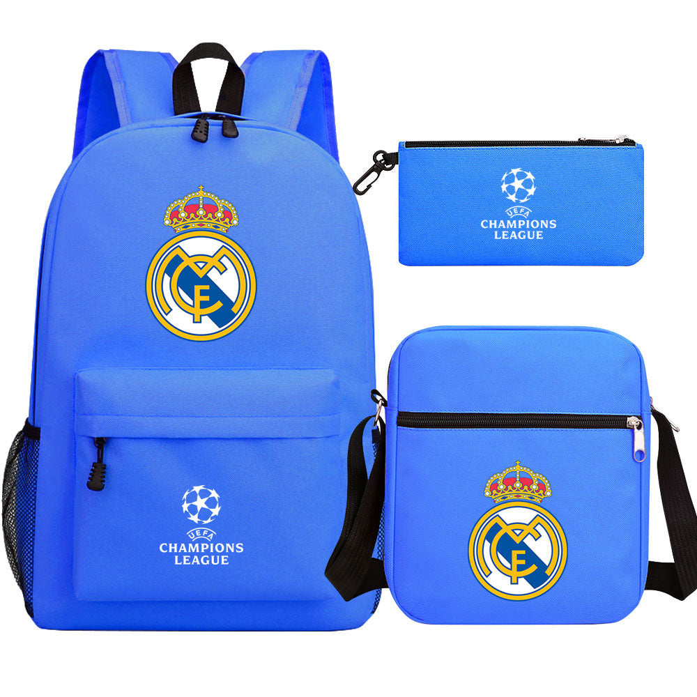 Real Madrid Football Club Schoolbag Backpack Shoulder Bag Pencil Bag 3pcs set for Kids Students