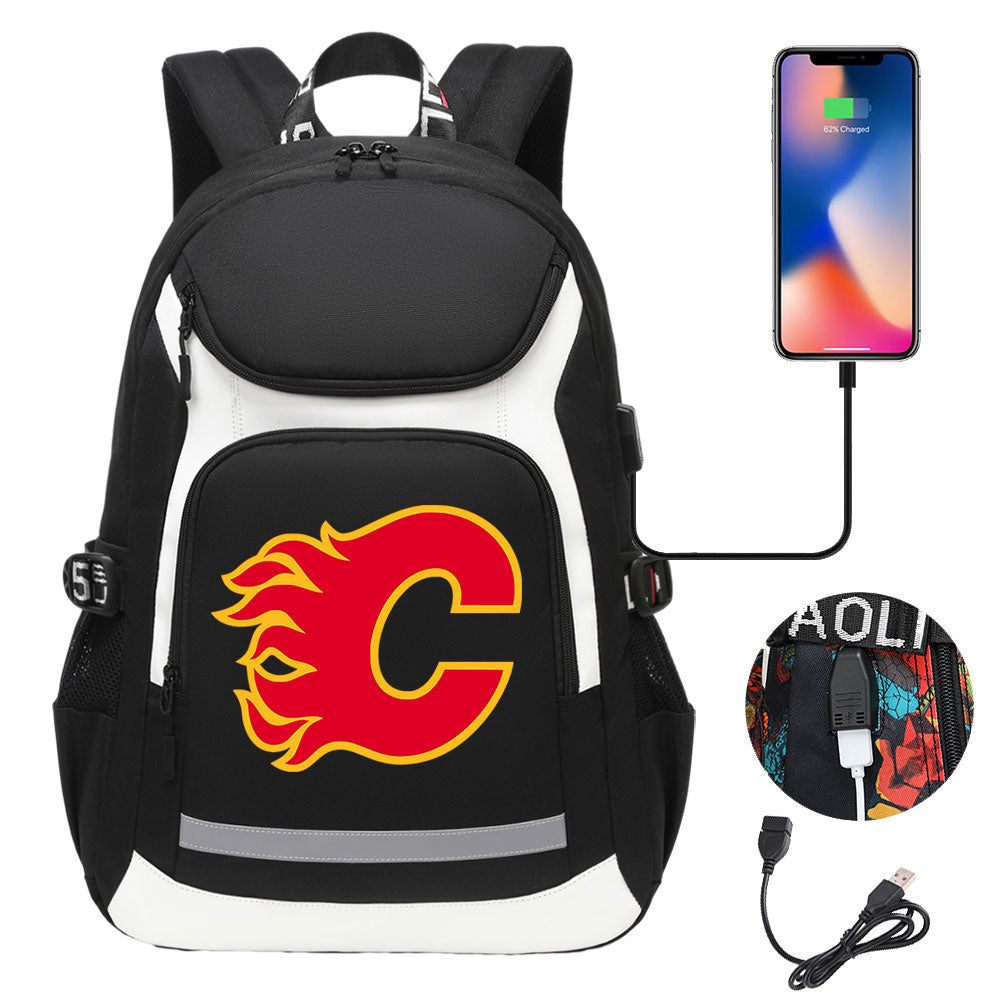 San Jose Sharks Nashville Predators Calgary Flames St. Louis Blues Minnesota wild USB Charging Backpack School Notebook Travel Bags