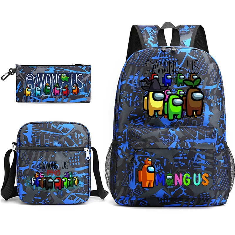Among Us Schoolbag Backpack Shoulder Bag Pencil Bag 3pcs set for Kids Students