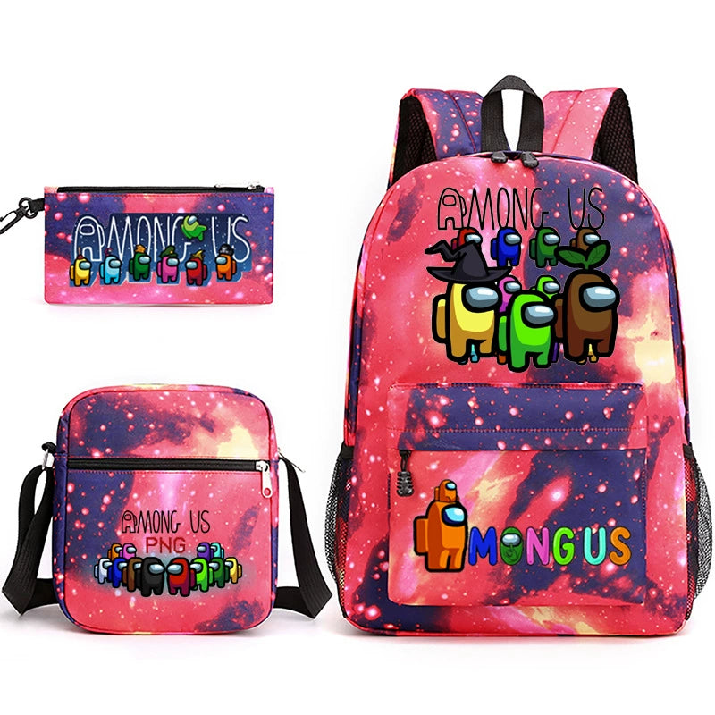 Among Us Schoolbag Backpack Shoulder Bag Pencil Bag 3pcs set for Kids Students