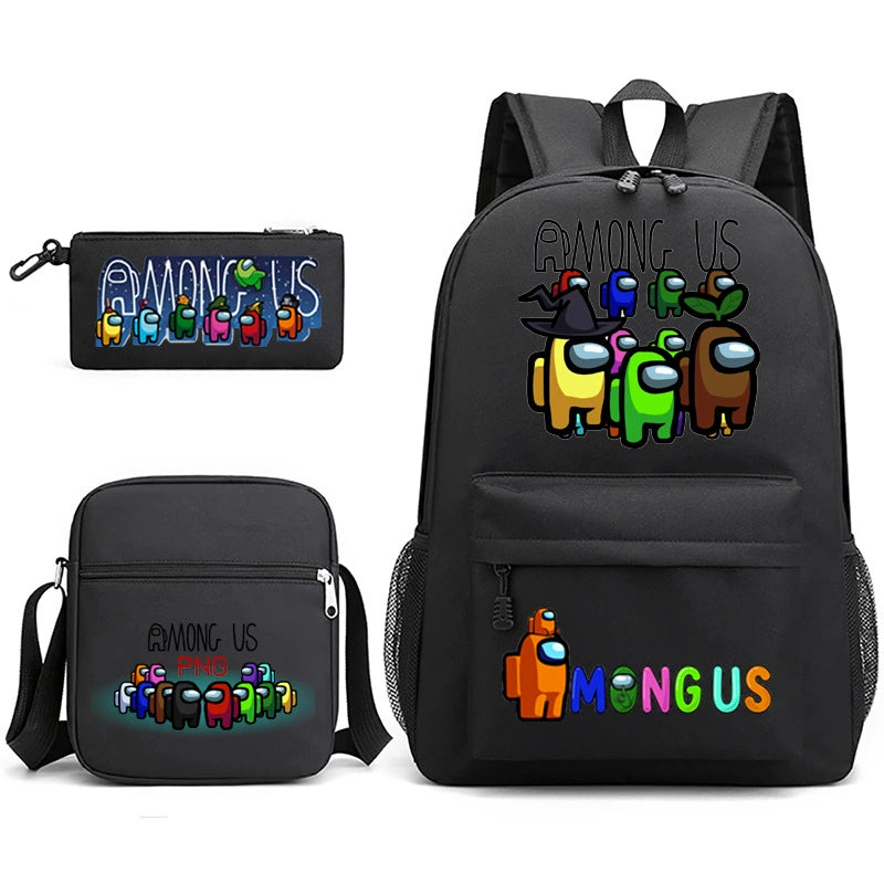 Among Us Schoolbag Backpack Shoulder Bag Pencil Bag 3pcs set for Kids Students