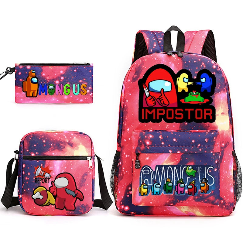 Among Us Schoolbag Backpack Shoulder Bag Pencil Bag 3pcs set for Kids Students