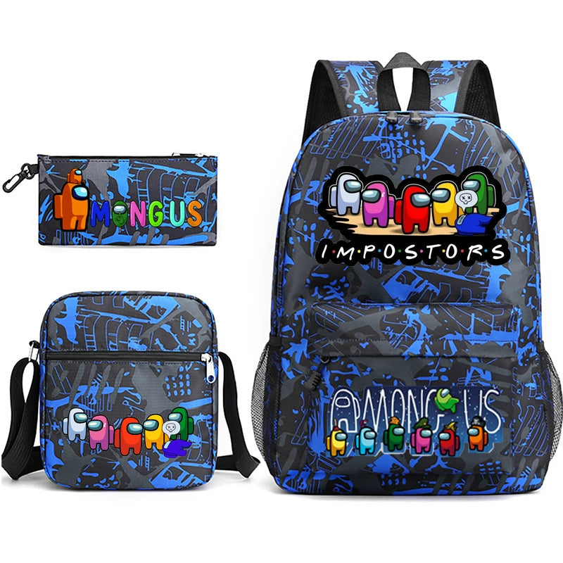 Among Us Schoolbag Backpack Shoulder Bag Pencil Bag 3pcs set for Kids Students