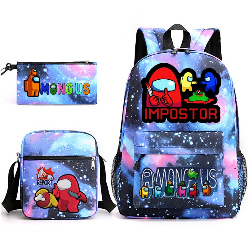 Among Us Schoolbag Backpack Shoulder Bag Pencil Bag 3pcs set for Kids Students