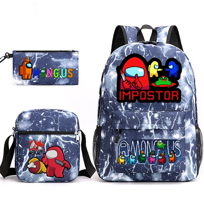 Among Us Schoolbag Backpack Shoulder Bag Pencil Bag 3pcs set for Kids Students