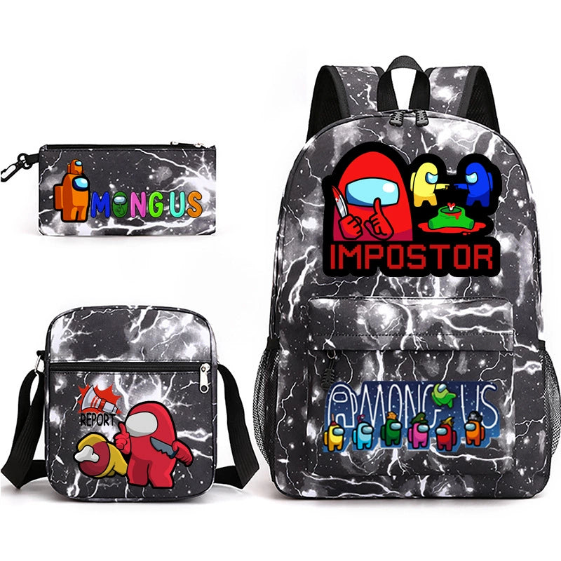 Among Us Schoolbag Backpack Shoulder Bag Pencil Bag 3pcs set for Kids Students