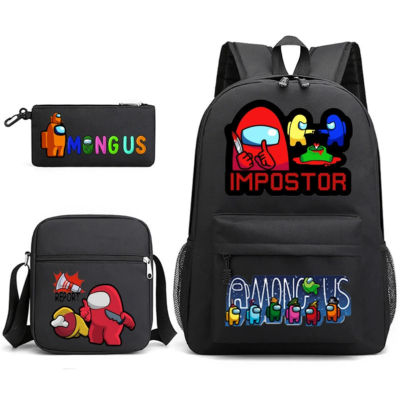 Among Us Schoolbag Backpack Shoulder Bag Pencil Bag 3pcs set for Kids Students