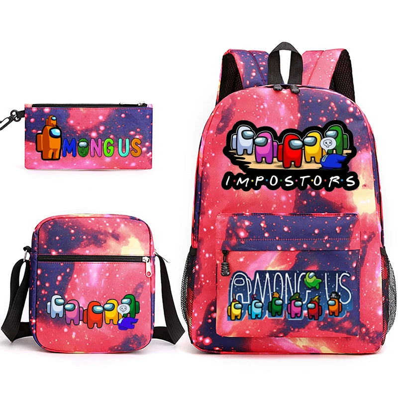 Among Us Schoolbag Backpack Shoulder Bag Pencil Bag 3pcs set for Kids Students