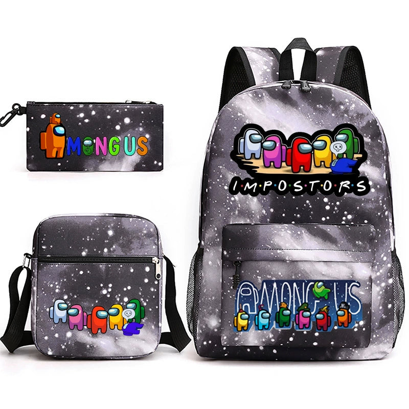 Among Us Schoolbag Backpack Shoulder Bag Pencil Bag 3pcs set for Kids Students