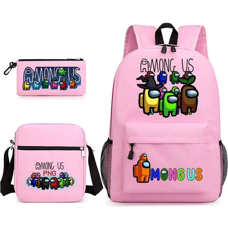 Among Us Schoolbag Backpack Shoulder Bag Pencil Bag 3pcs set for Kids Students