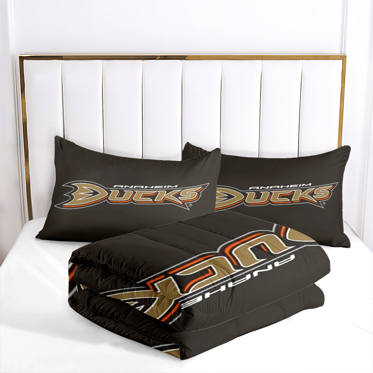 Anaheim Ducks Hockey Comforter Pillowcases 3PC Sets Blanket All Season Reversible Quilted Duvet