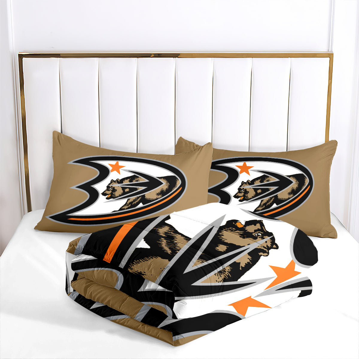 Anaheim Ducks Hockey Comforter Pillowcases 3PC Sets Blanket All Season Reversible Quilted Duvet