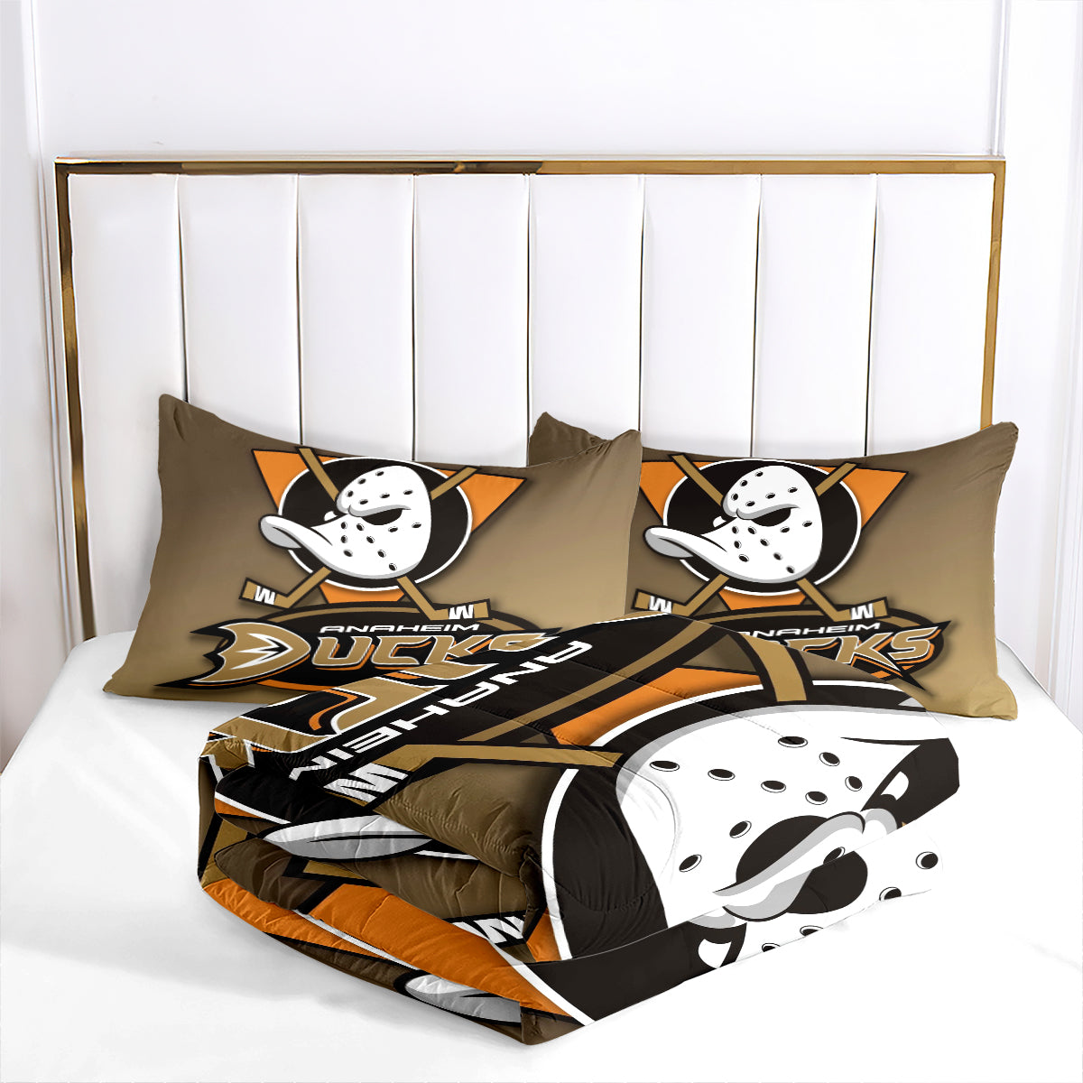 Anaheim Ducks Hockey Comforter Pillowcases 3PC Sets Blanket All Season Reversible Quilted Duvet