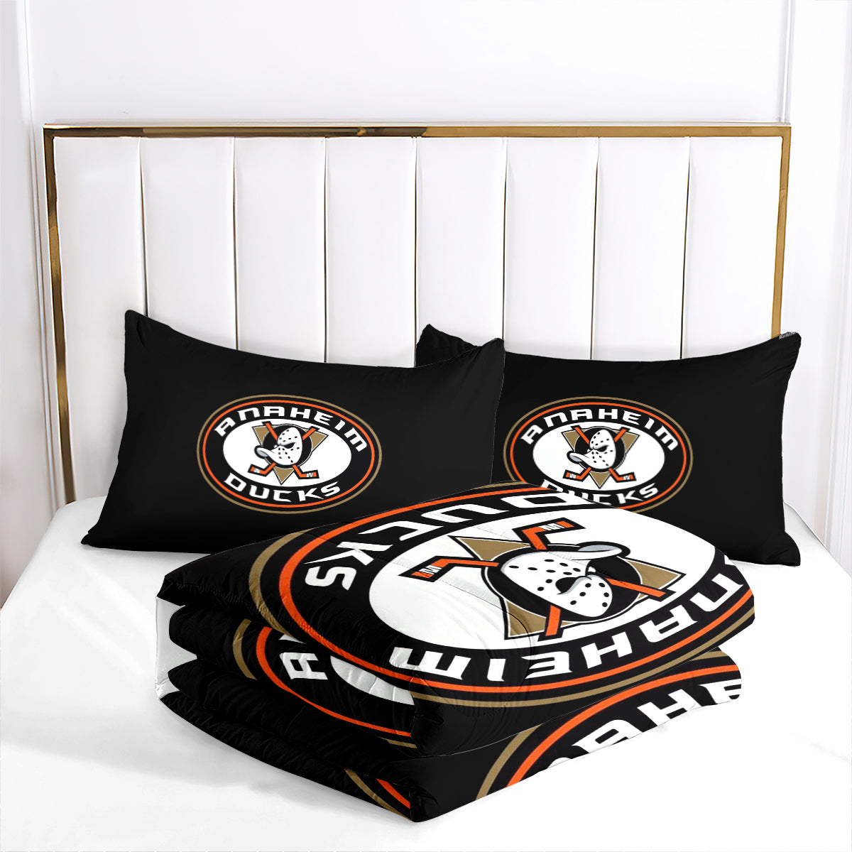 Anaheim Ducks Hockey Comforter Pillowcases 3PC Sets Blanket All Season Reversible Quilted Duvet