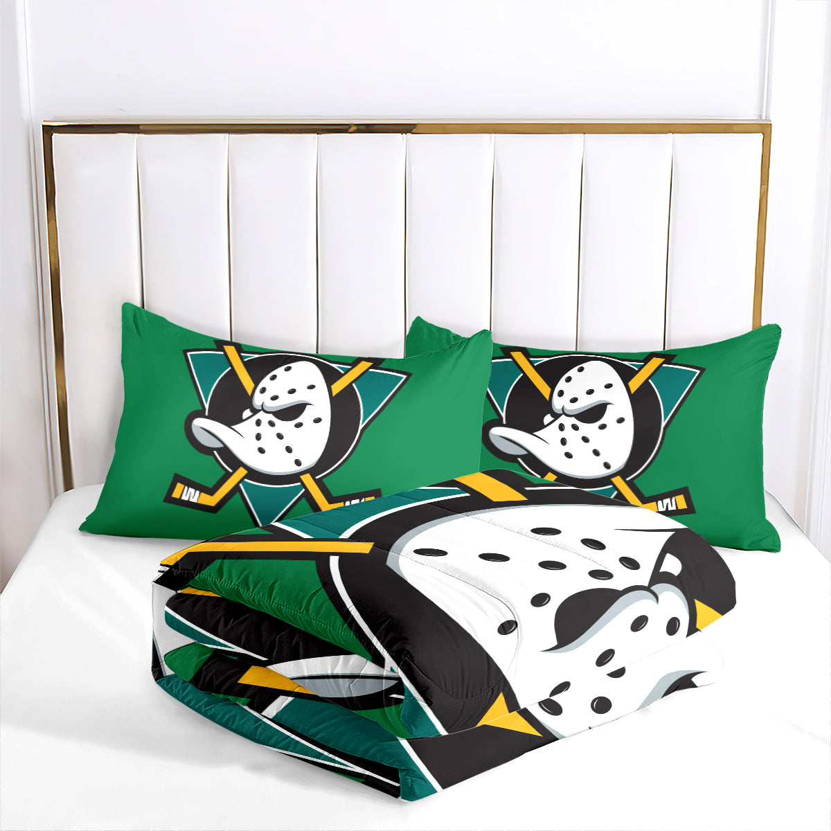 Anaheim Ducks Hockey Comforter Pillowcases 3PC Sets Blanket All Season Reversible Quilted Duvet