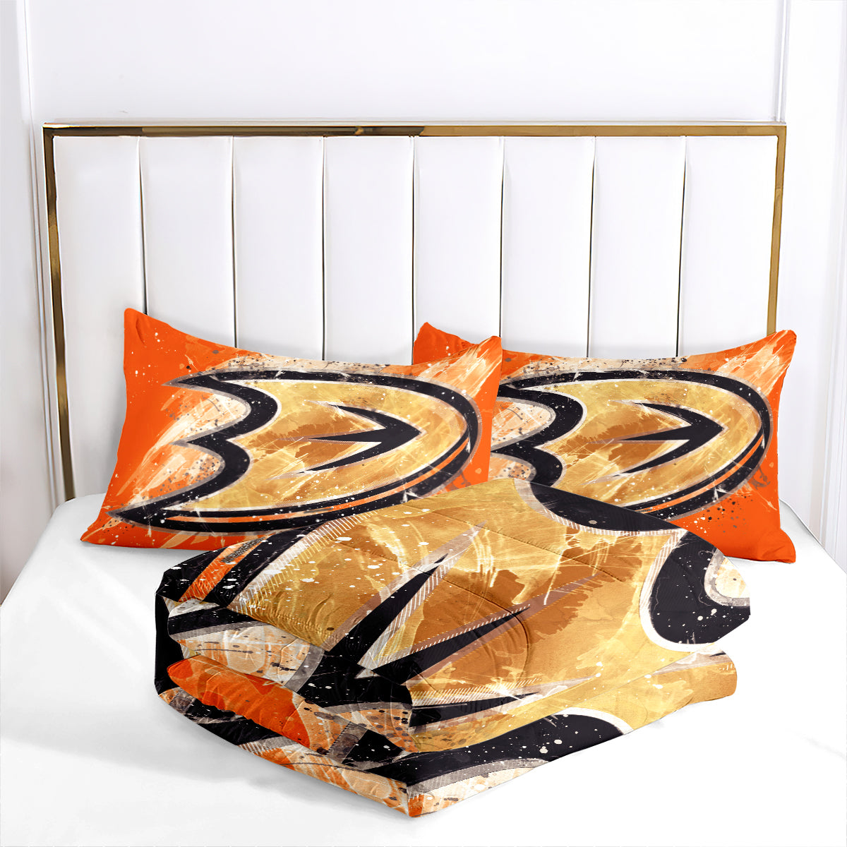 Anaheim Ducks Hockey Comforter Pillowcases 3PC Sets Blanket All Season Reversible Quilted Duvet