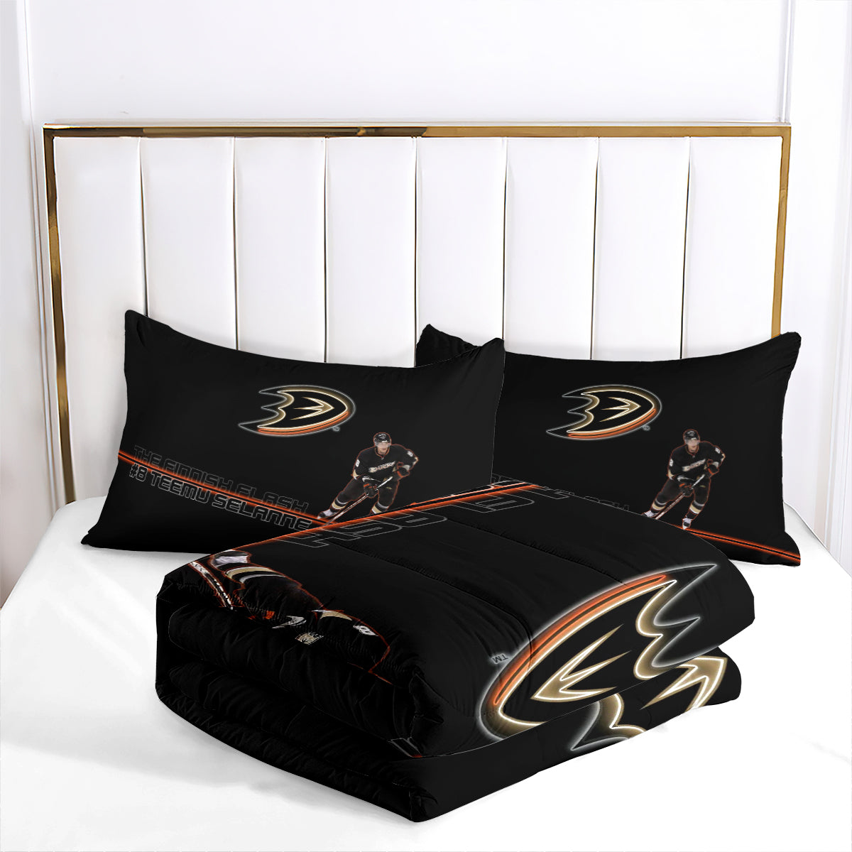 Anaheim Ducks Hockey Comforter Pillowcases 3PC Sets Blanket All Season Reversible Quilted Duvet