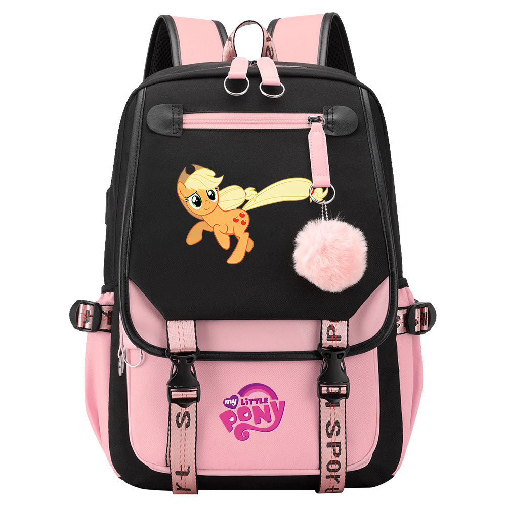 My Little Pony Applejack Waterproof Backpack School Notebook Travel Bag USB Charging