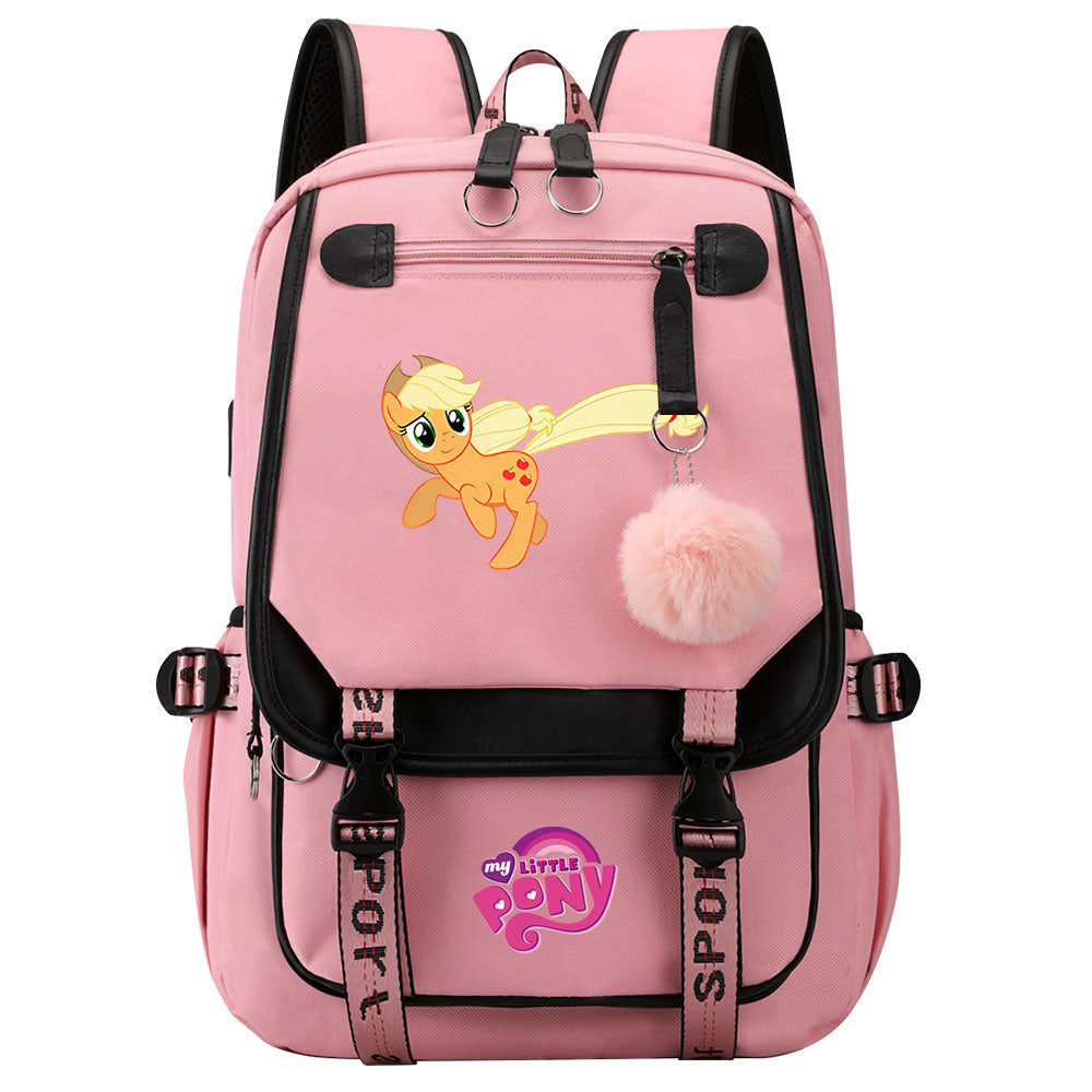 My Little Pony Applejack Waterproof Backpack School Notebook Travel Bag USB Charging
