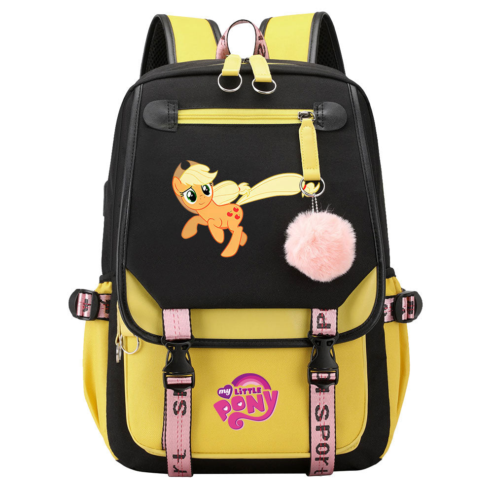 My Little Pony Applejack Waterproof Backpack School Notebook Travel Bag USB Charging