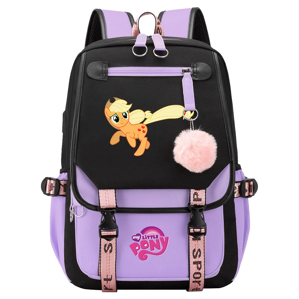 My Little Pony Applejack Waterproof Backpack School Notebook Travel Bag USB Charging
