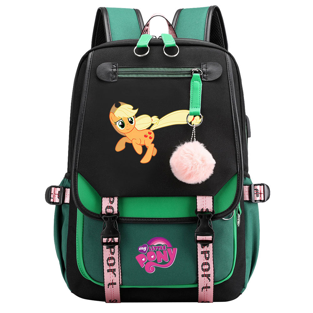 My Little Pony Applejack Waterproof Backpack School Notebook Travel Bag USB Charging