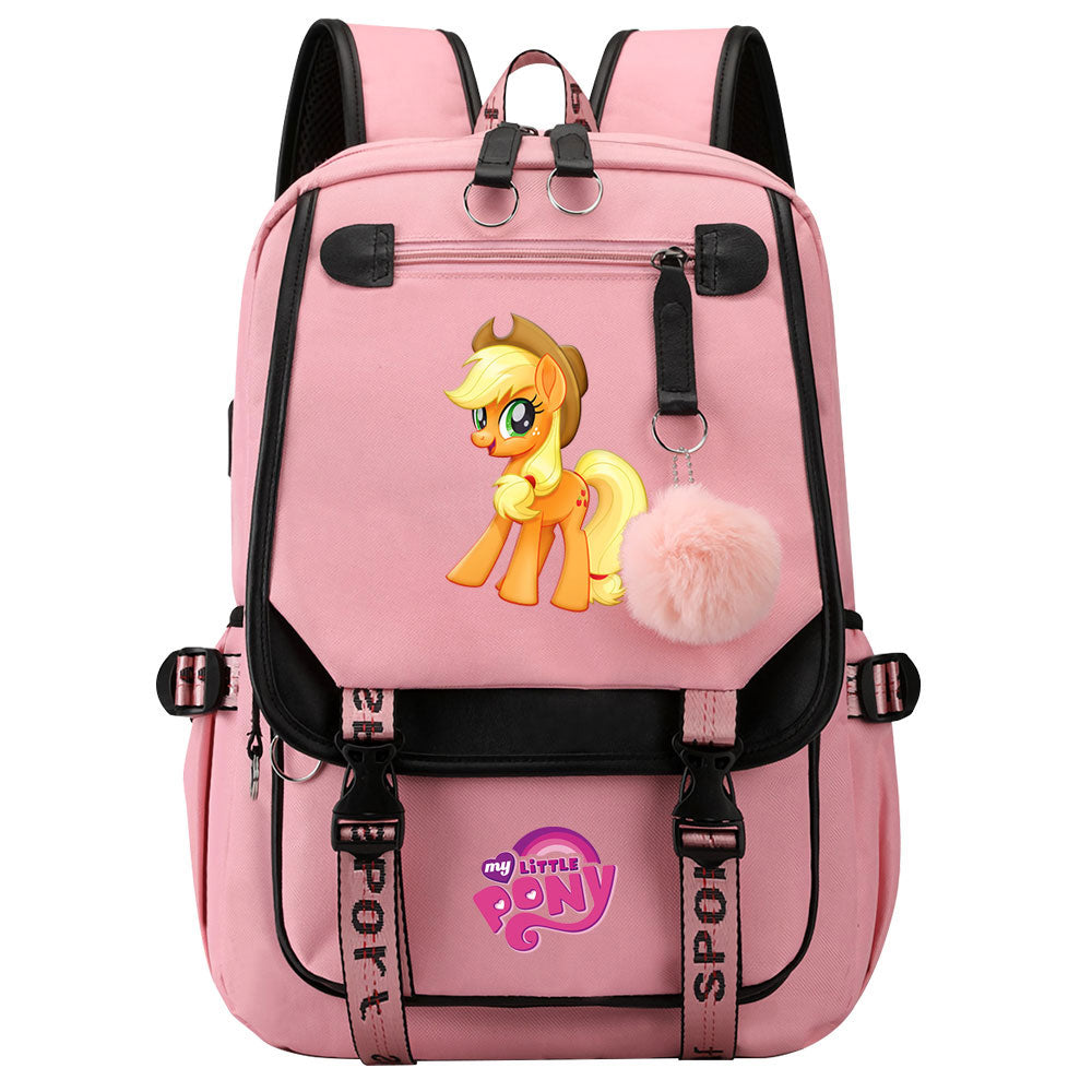 My Little Pony Applejack Waterproof Backpack School Notebook Travel Bag USB Charging