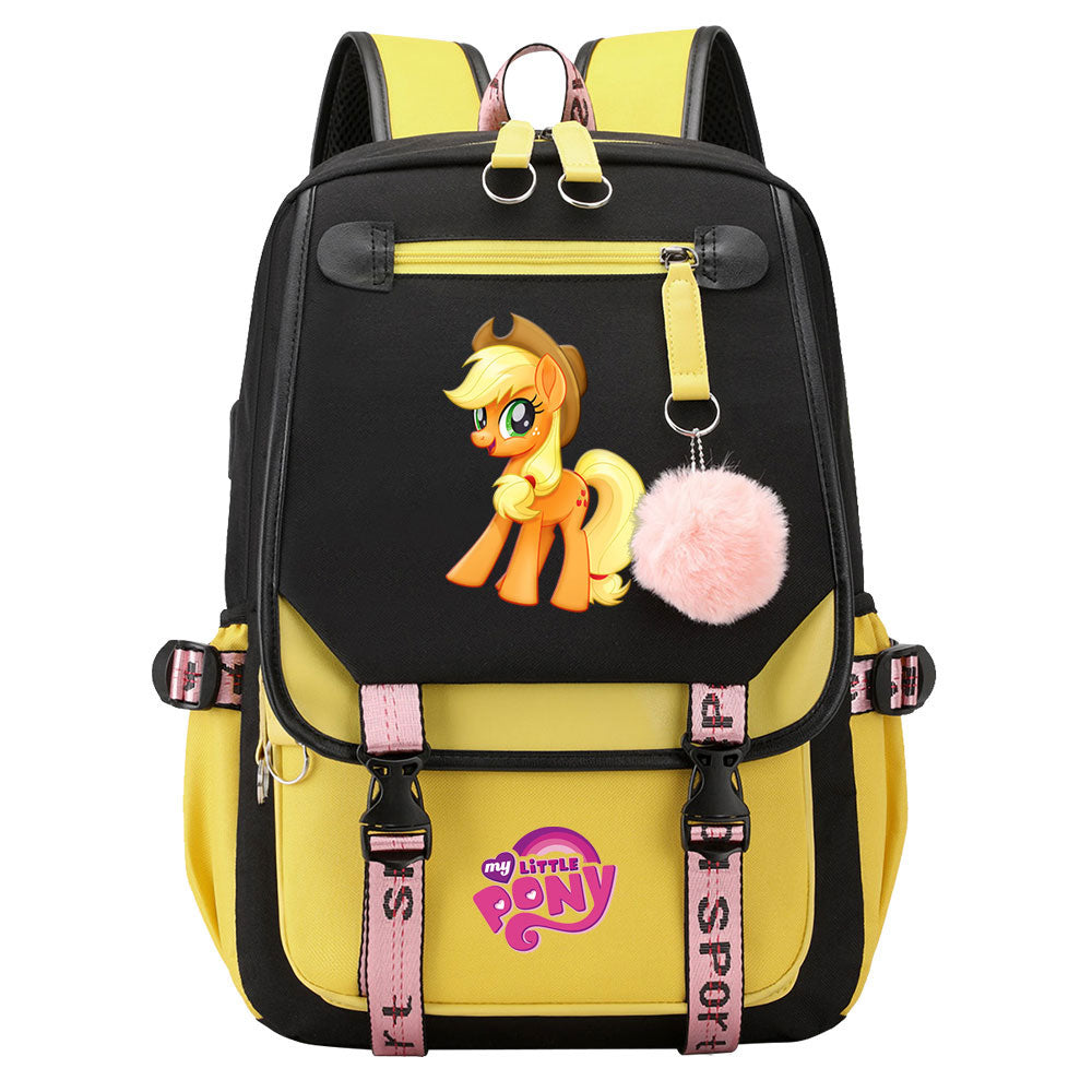 My Little Pony Applejack Waterproof Backpack School Notebook Travel Bag USB Charging