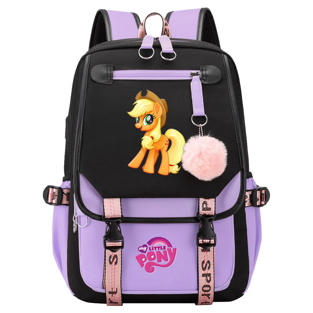 My Little Pony Applejack Waterproof Backpack School Notebook Travel Bag USB Charging