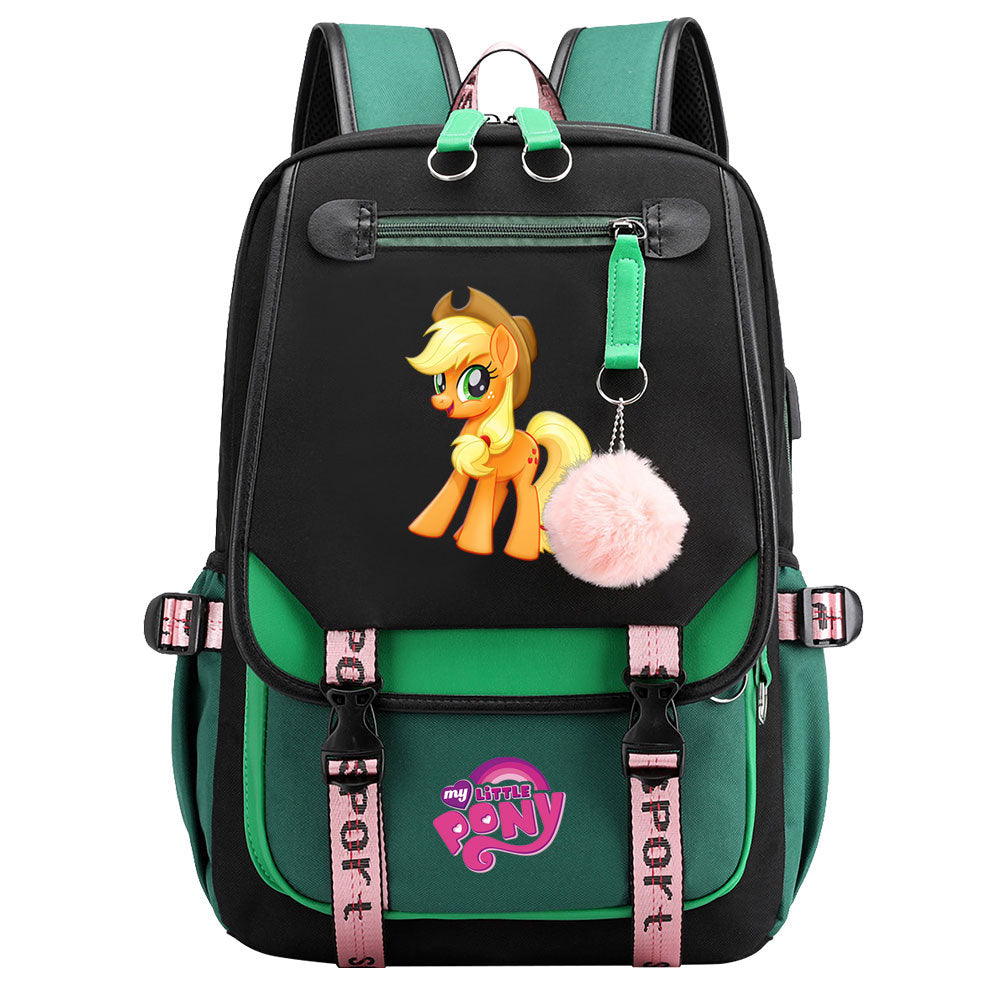 My Little Pony Applejack Waterproof Backpack School Notebook Travel Bag USB Charging