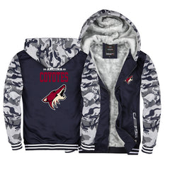 Arizona Coyotes Hockey Team Unisex Lined Hoodie Fleece Sweatshirt Full Zipper Hooded Thicken Jacket