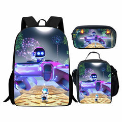 Astro Bot Backpack Schoolbag Lunch Bag Pencil Bag for Kids Students 3PCS