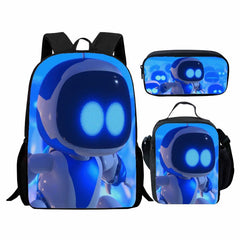 Astro Bot Backpack Schoolbag Lunch Bag Pencil Bag for Kids Students 3PCS